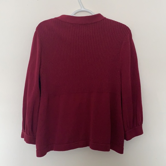Studio Works   Burgundy Three Button Cardigan Sweater  Women's Size Med - Picture 6 of 10